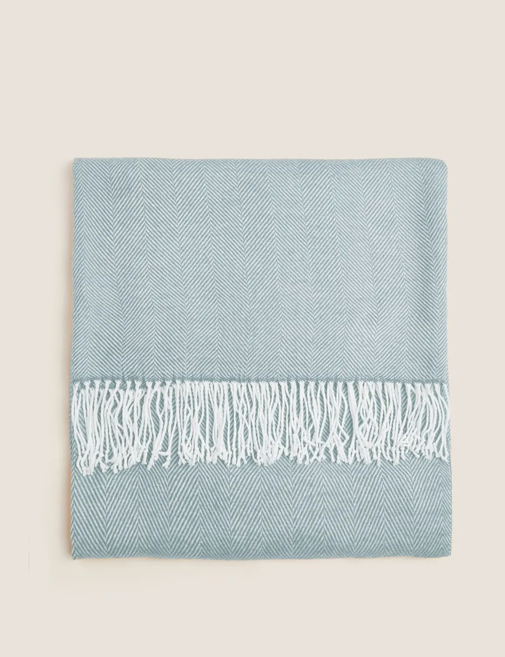 M&S Herringbone Throw Light Blue