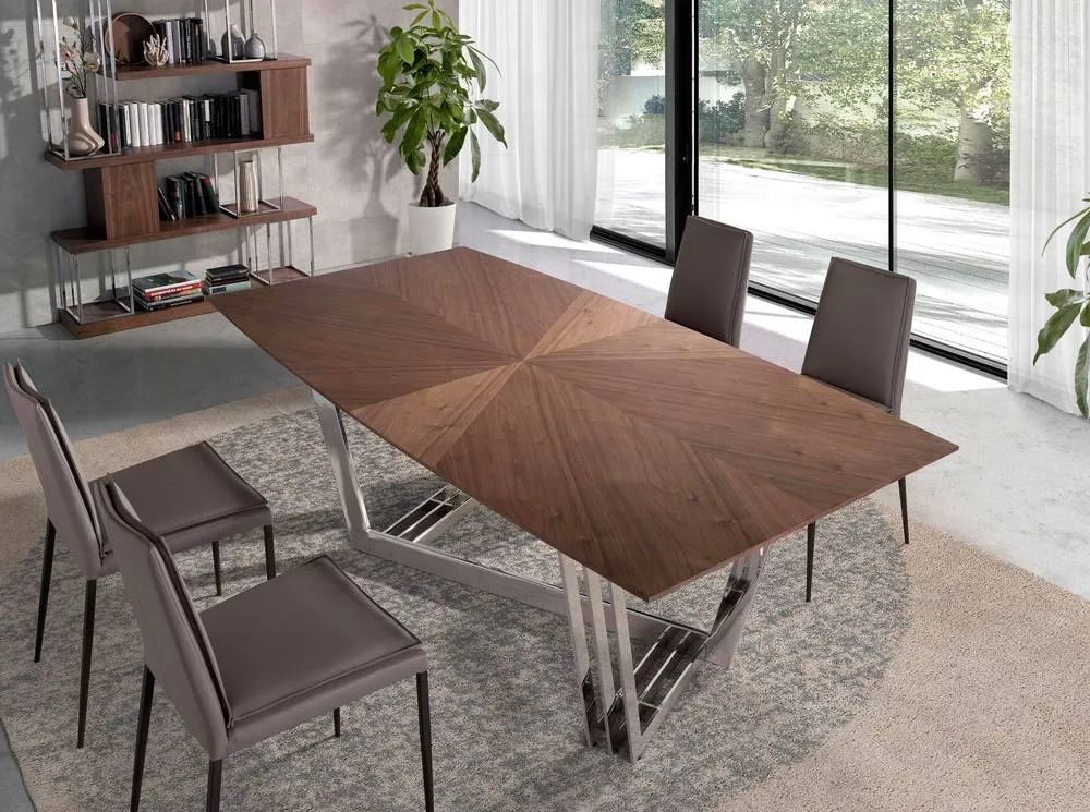 Angel Cerda Oval Walnut Dining Table with Chrome Legs 220x110x77 in Brown 3