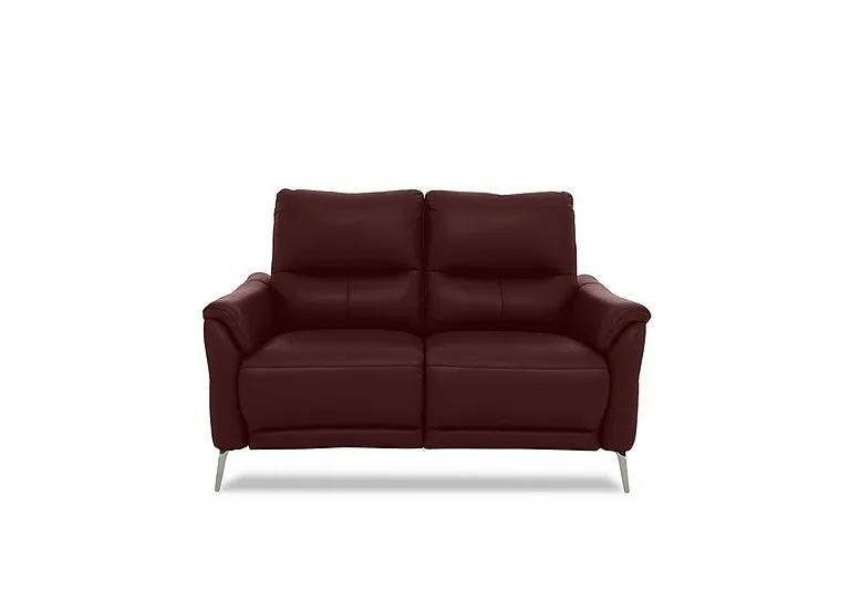 Daytona 2 Seater Leather Power Recliner Sofa with Bluetooth Speaker - Ruby