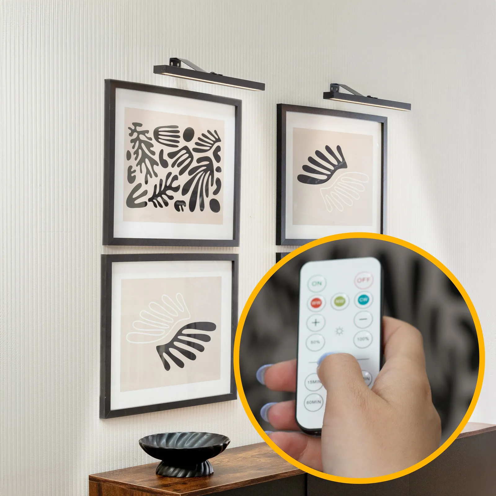 ValueLights Ryle Set of 2 Rechargeable Easy Fit Wall Touch Light Fittings in Black 3