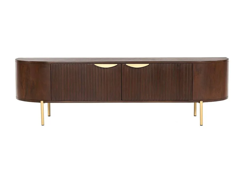 Vente-unique Mango Wood & Metal TV Unit With 2 Doors - Natural & Gold - NEVILI in Brown 4