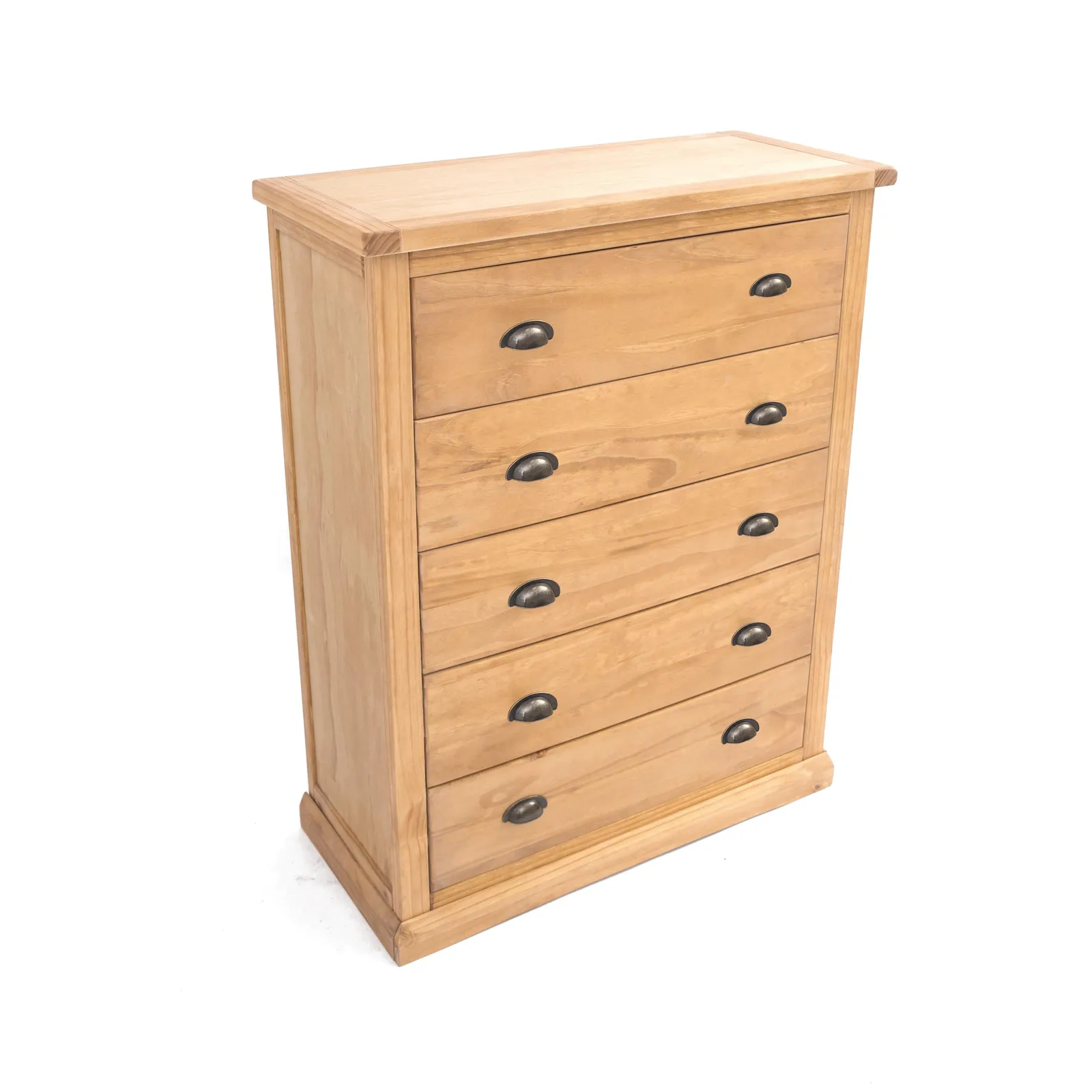 Cabinet Bits Lucca 5 Drawer Chest of Drawers Brass Cup Handle in Light Brown 3