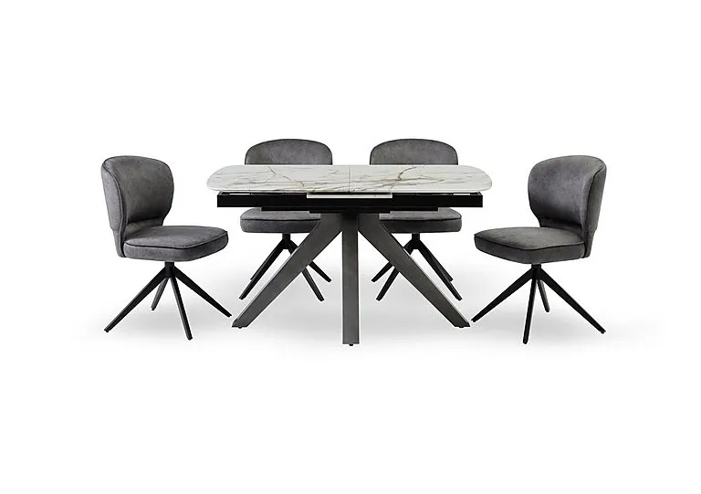 Imperium Pop Up Extending Dining Table and 4 Fabric Swivel Chairs - 140-cm - In Time for Christmas