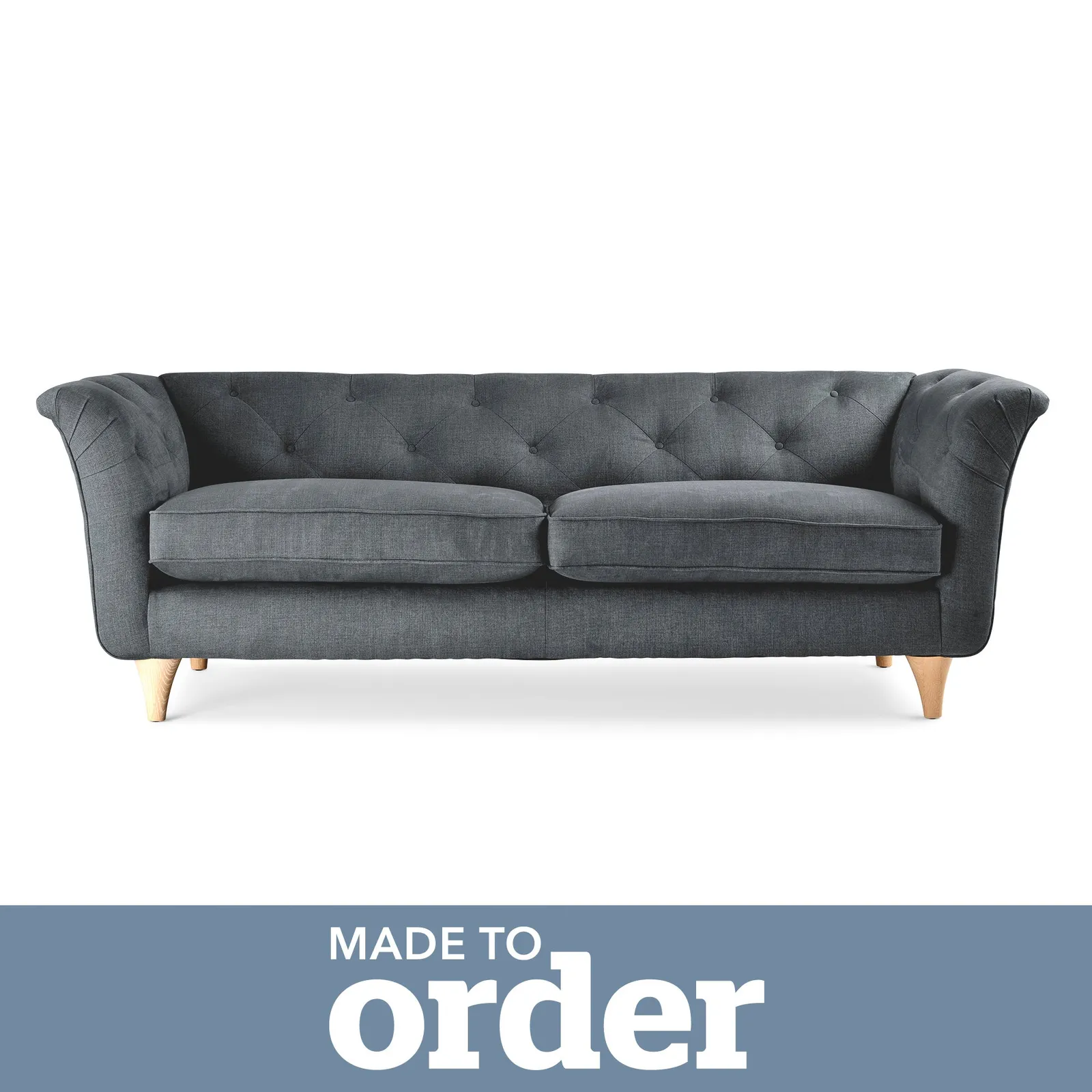 Jaipur 3 Seater Sofa Brushed Plain Fabric Brushed Plain Pewter
