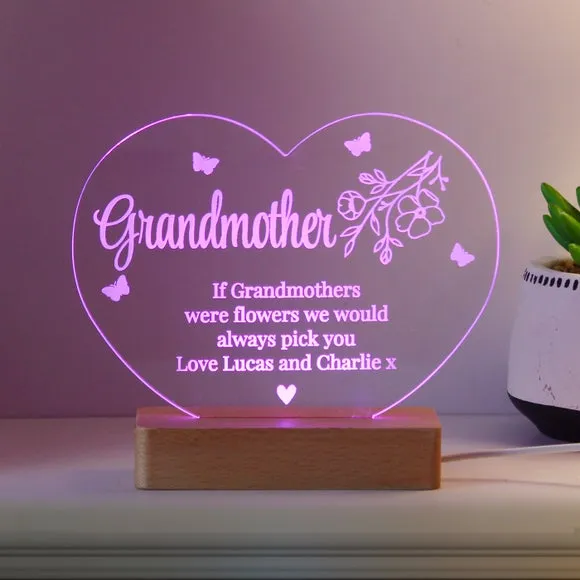 Personalised Floral Heart LED Light Lamp 3