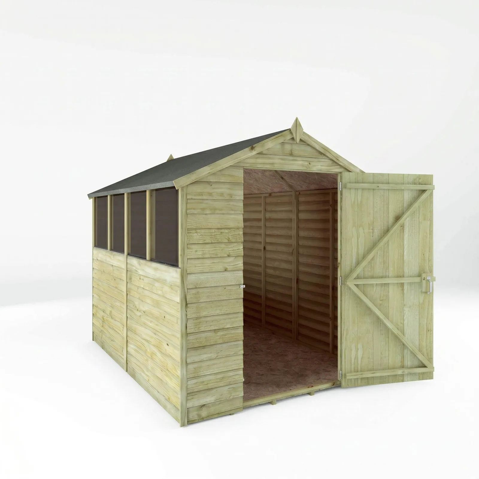 Mercia 8 x 6 Feet Single Door Overlap Apex Shed - L240.4 x W190.5 x H198.6 cm in Brown 2