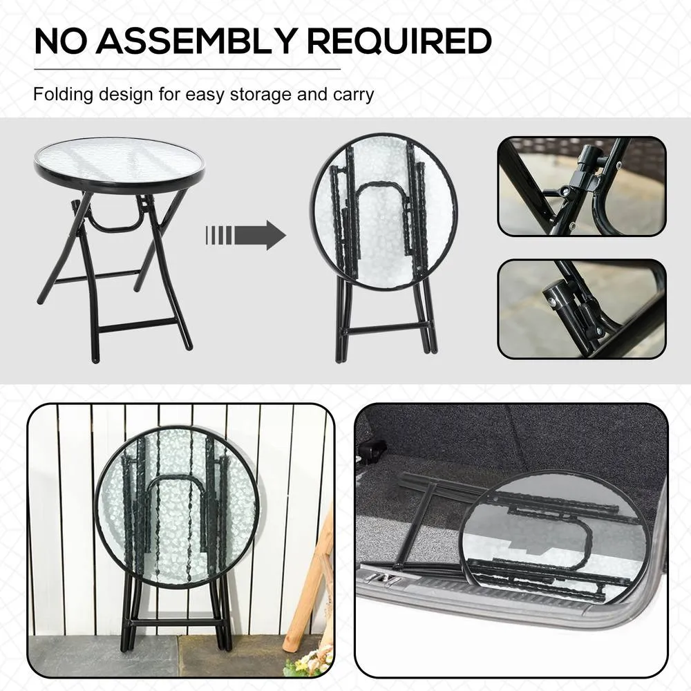 OUTSUNNY Folding Garden Table Foldable Table with Safety Buckle Black 4
