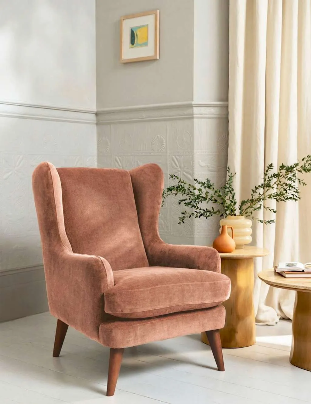 BARKER AND STONEHOUSE Sven Chenille Armchair Dusky Rose