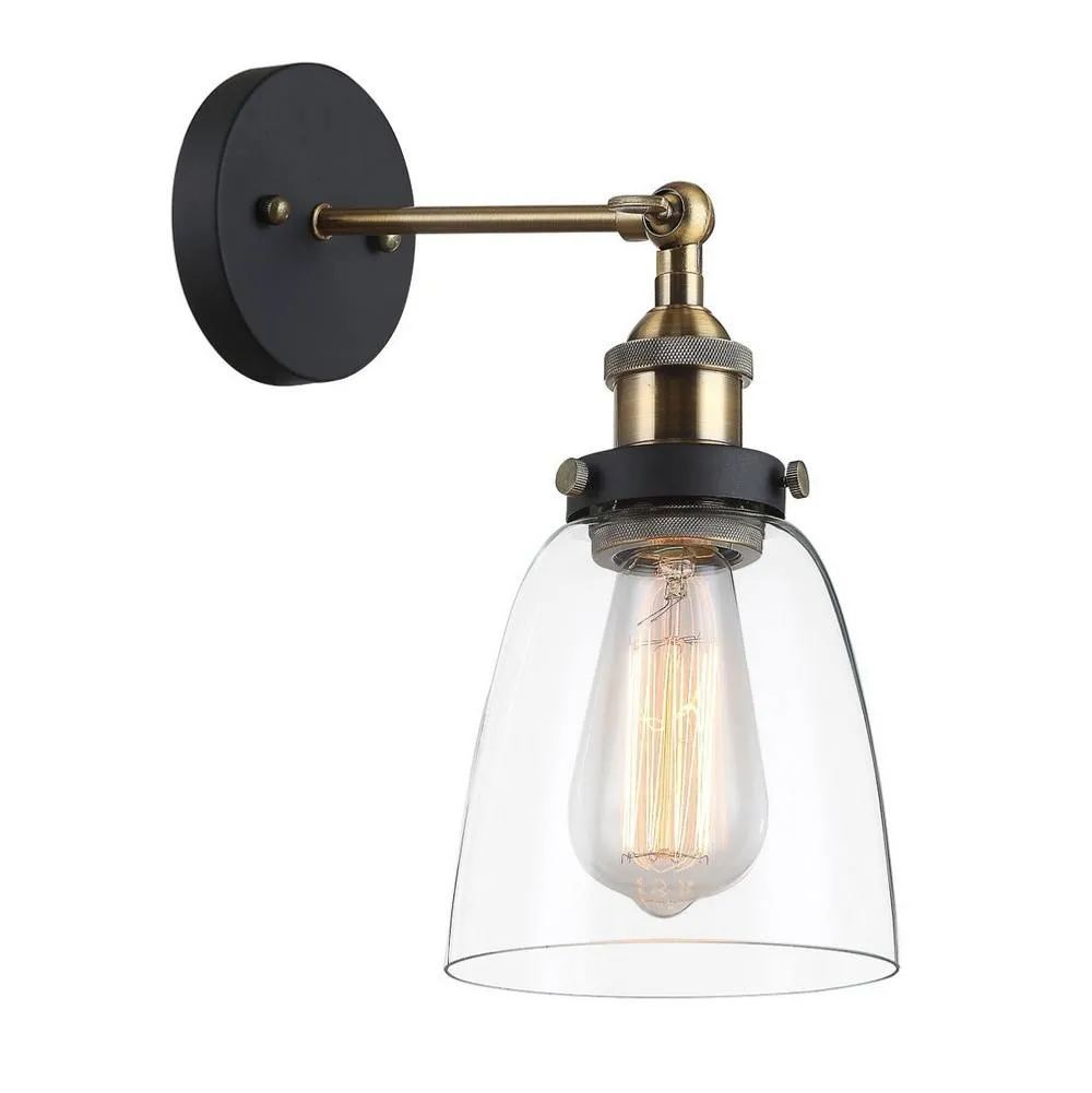 Netlighting Industrial & Retro Wall Lamp Black Gold Shade E27 Dimmable
