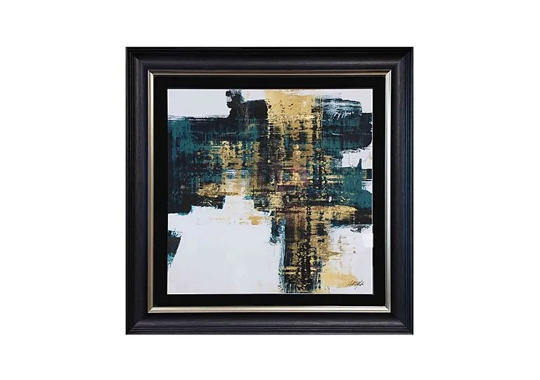 Teal and Gold Abstract I Framed Picture