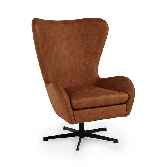 Kuvert Faux Leather Swivel Chair, Tan 2