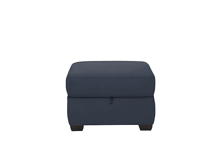 Optimus Leather Storage Footstool - BV Ocean Blue