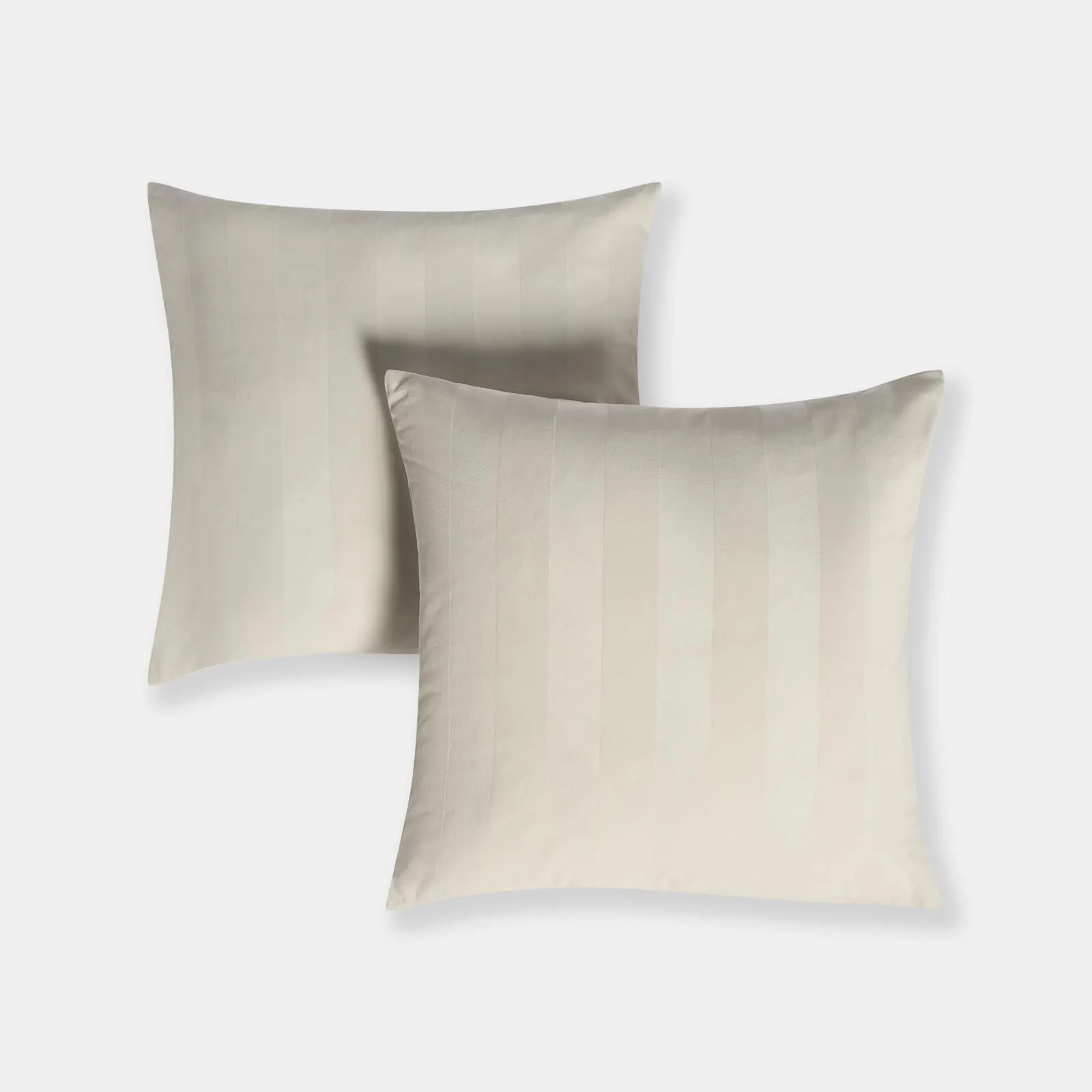 OHS 2 Pack Soft Stripe Velvet Decorative Square Cushion Covers in Cream