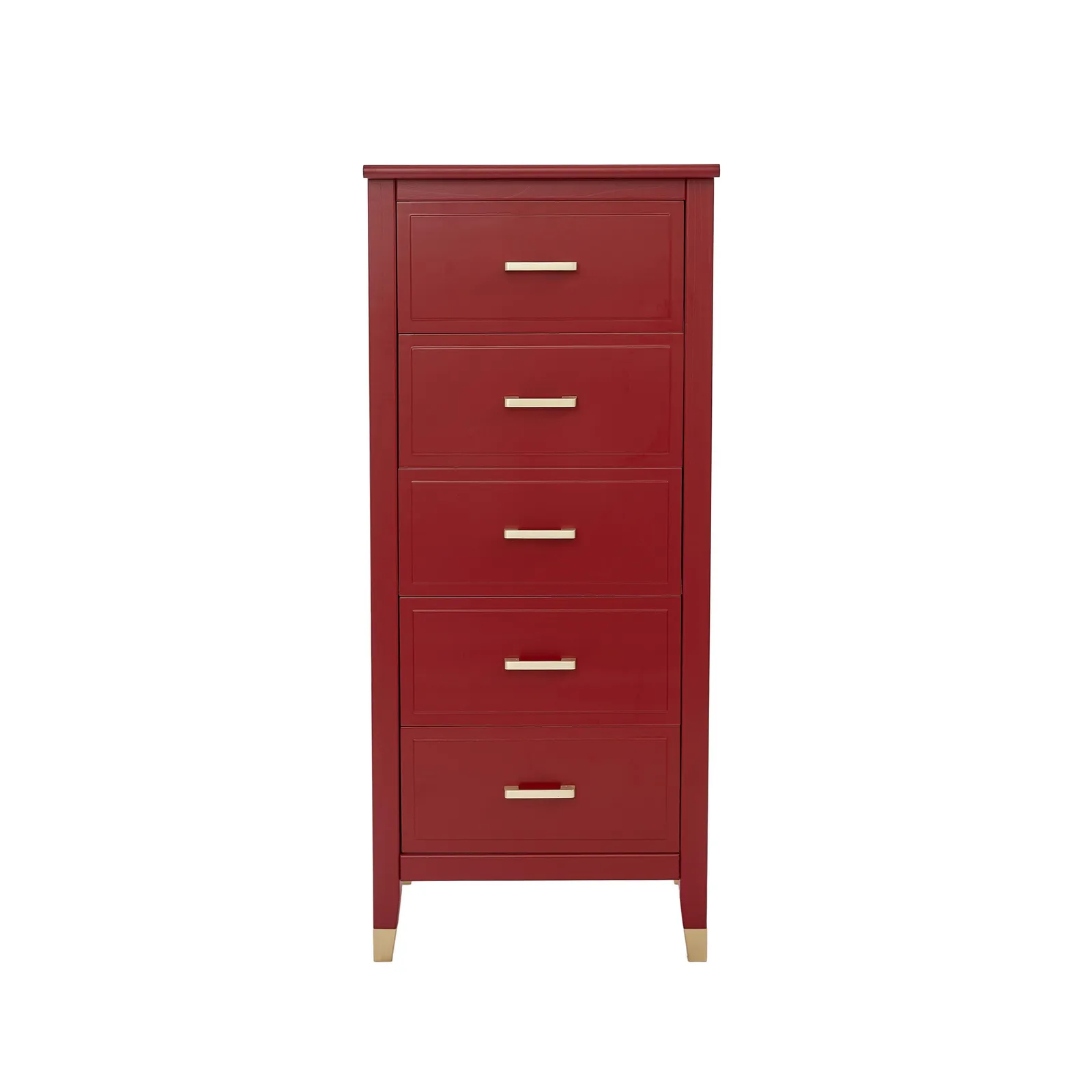 Cabinet Bits Palazzi 5 Drawer Narrow Chest of Drawers in Red 3