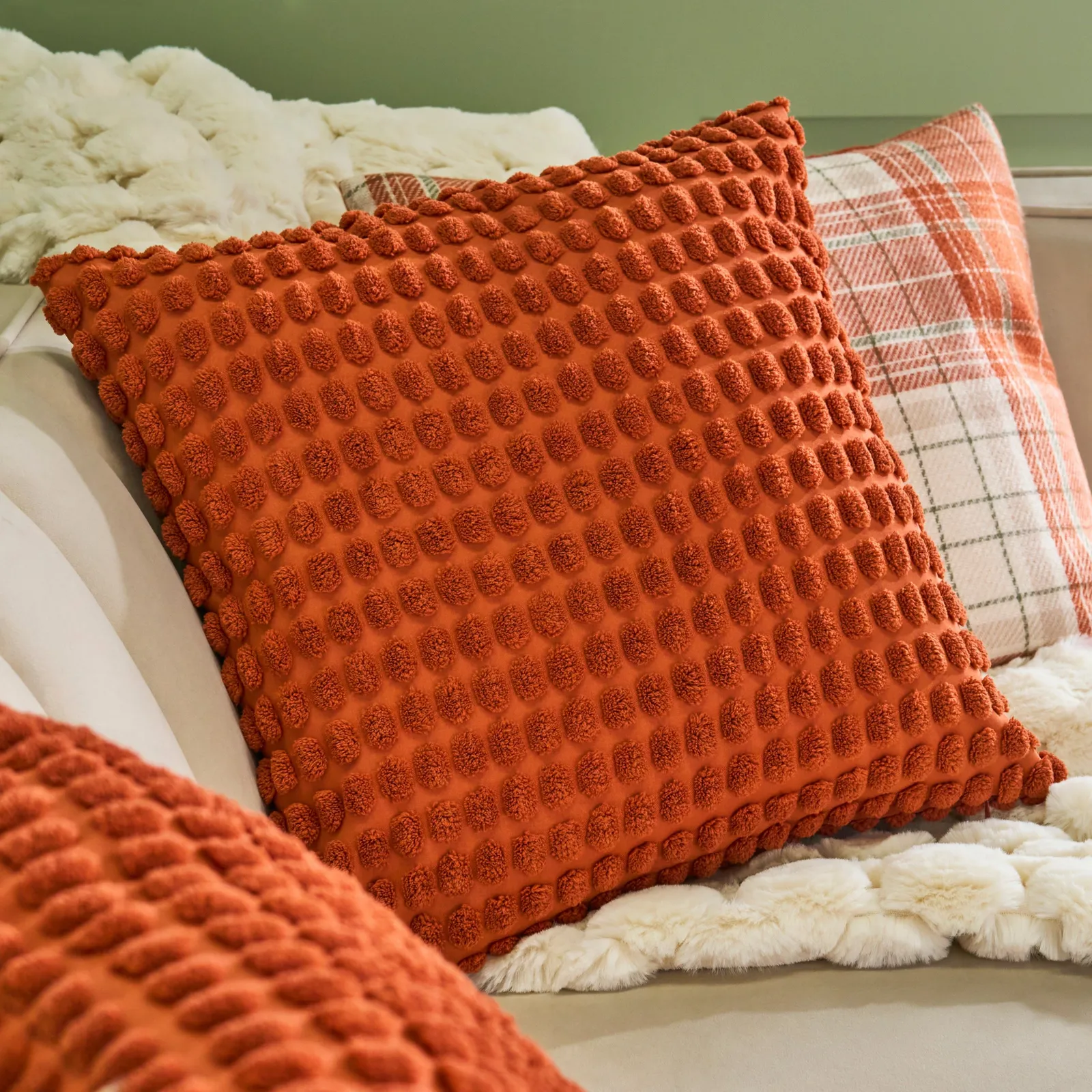 OHS 2 Pack Bobble Cushion Covers Home Decor Set in Burnt Orange