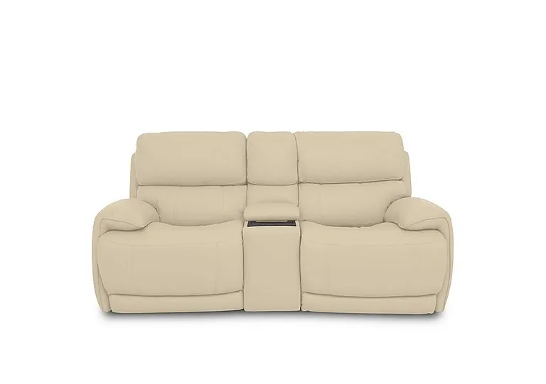 Link Leather 2 Seater Power Recliner Sofa with Power Headrests and Cupholders - BV Bisque