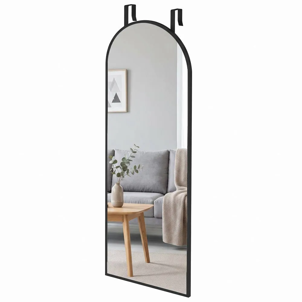 HOMCOM 40 x 110 cm Full Length Hanging Mirror, Arched Mirror, Black