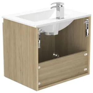 Newland Natural Oak Basin Suspended Double Door Unit - 500mm 2
