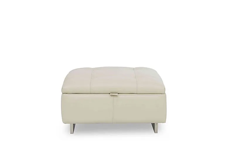 Moet Large Leather Storage Footstool - Bone China