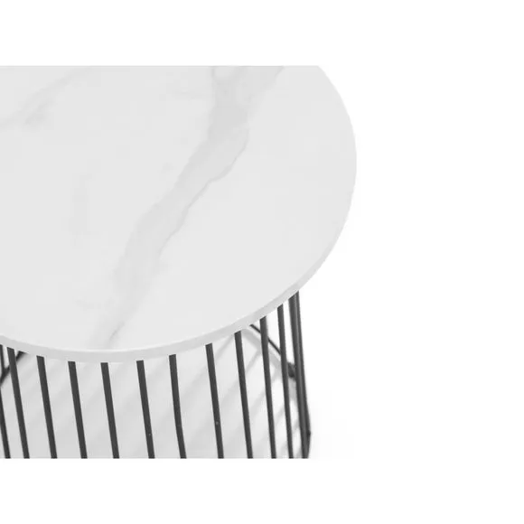 Broadway Round Lamp Table, White Marble Effect 5