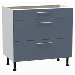 Wickes Orlando Blue 3 Drawer Base Unit - 900mm