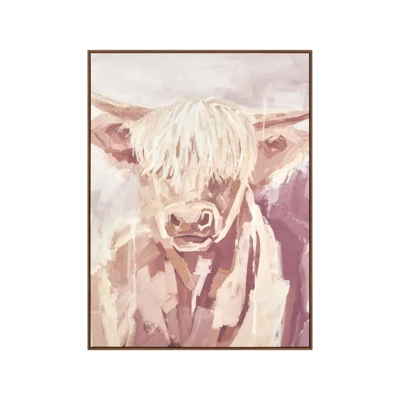 Mulberry & Natural Highland Cow Framed Canvas 5