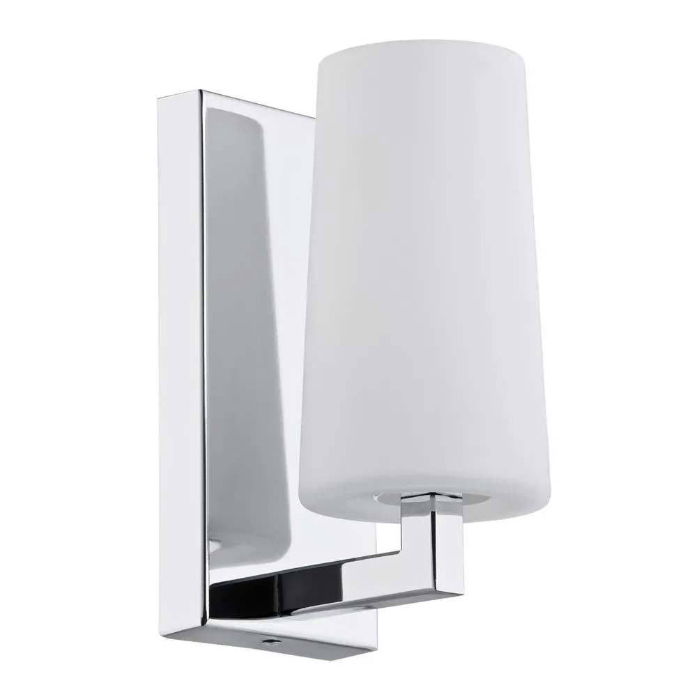 Netlighting Camelot Wall Lamp With Shade Chrome Base Glass Opal Matt in Silver