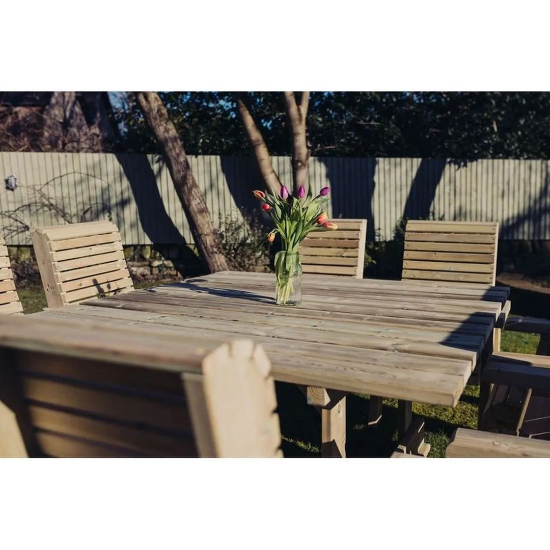 Churnet Valley Garden Furniture Ltd Ergo 8 Seater Square Table & Chairs Set - Minimal Assembly Required in Brown 4