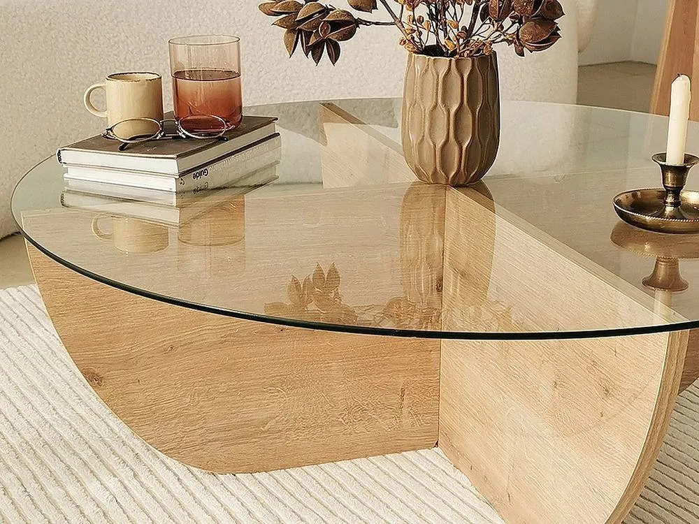 Vente-unique Tempered Glass Coffee Table - Clear Natural & Transparent - AYSUN 6