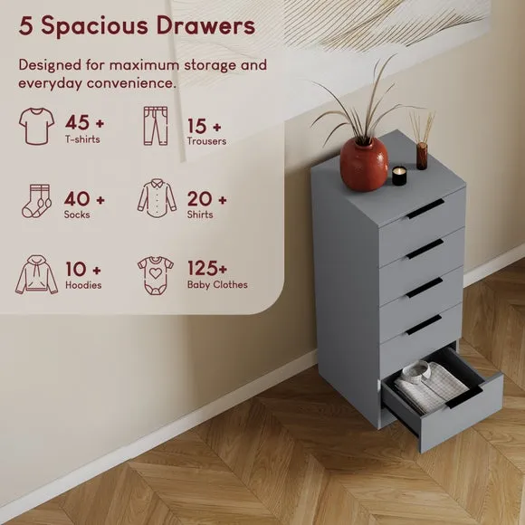Hayes 5 Drawer Narrow Chest 4