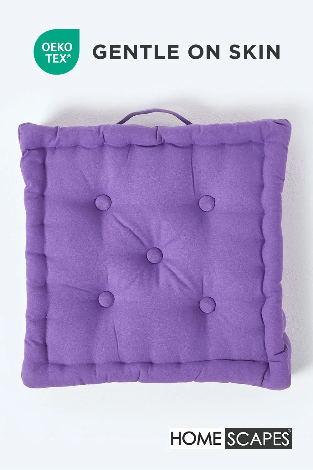Homescapes Plain Cotton Floor Cushion in Purple 3