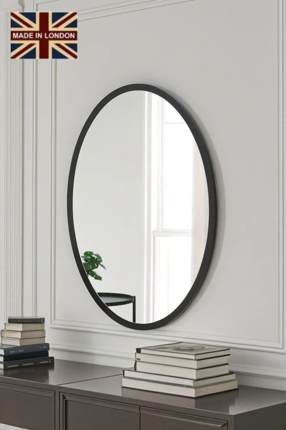 Yearn Mirrors Eternity Contemporary Black Oval Mirror