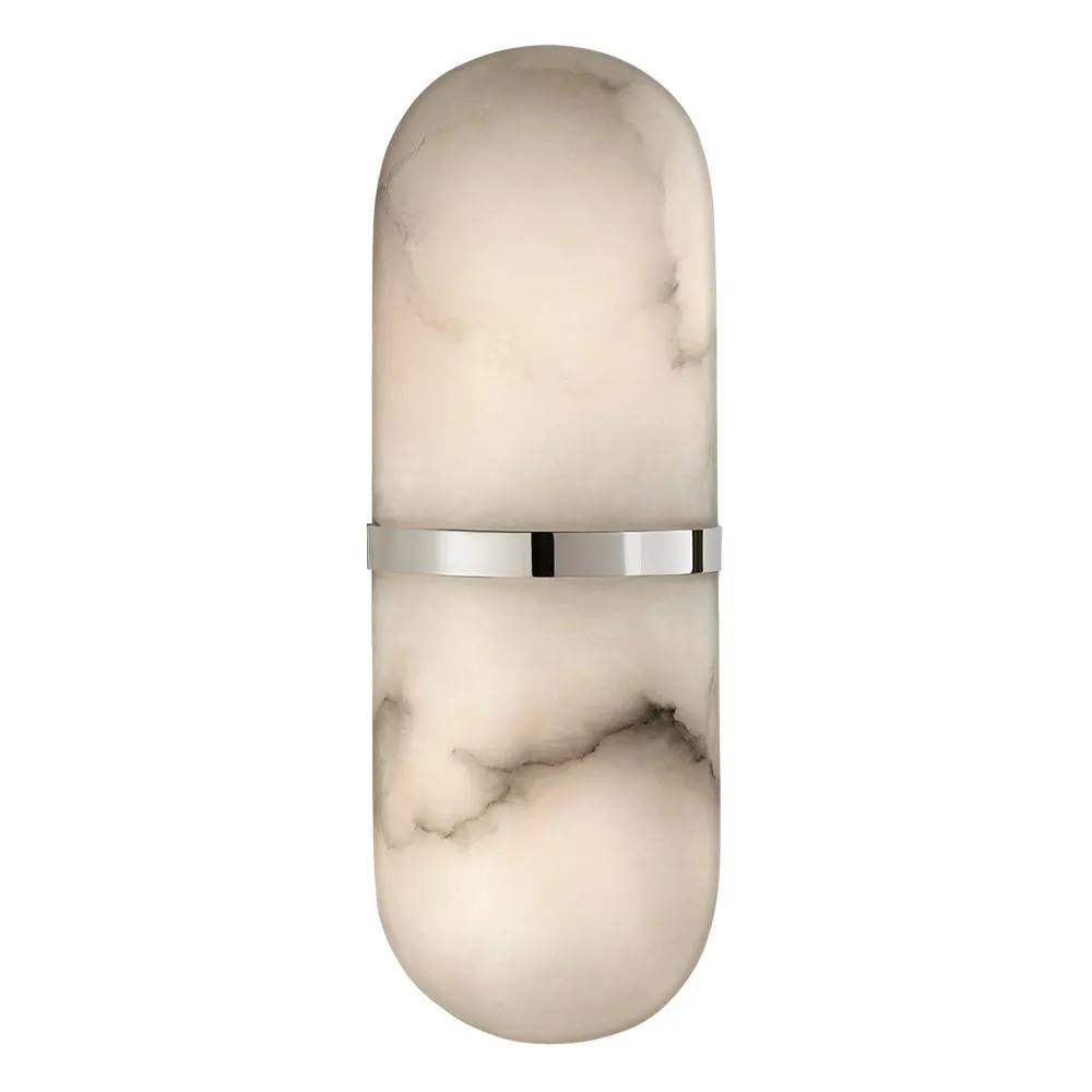 Visual Comfort Melange Pill Form Sconce Wall Light Polished Nickel & Alabaster 2