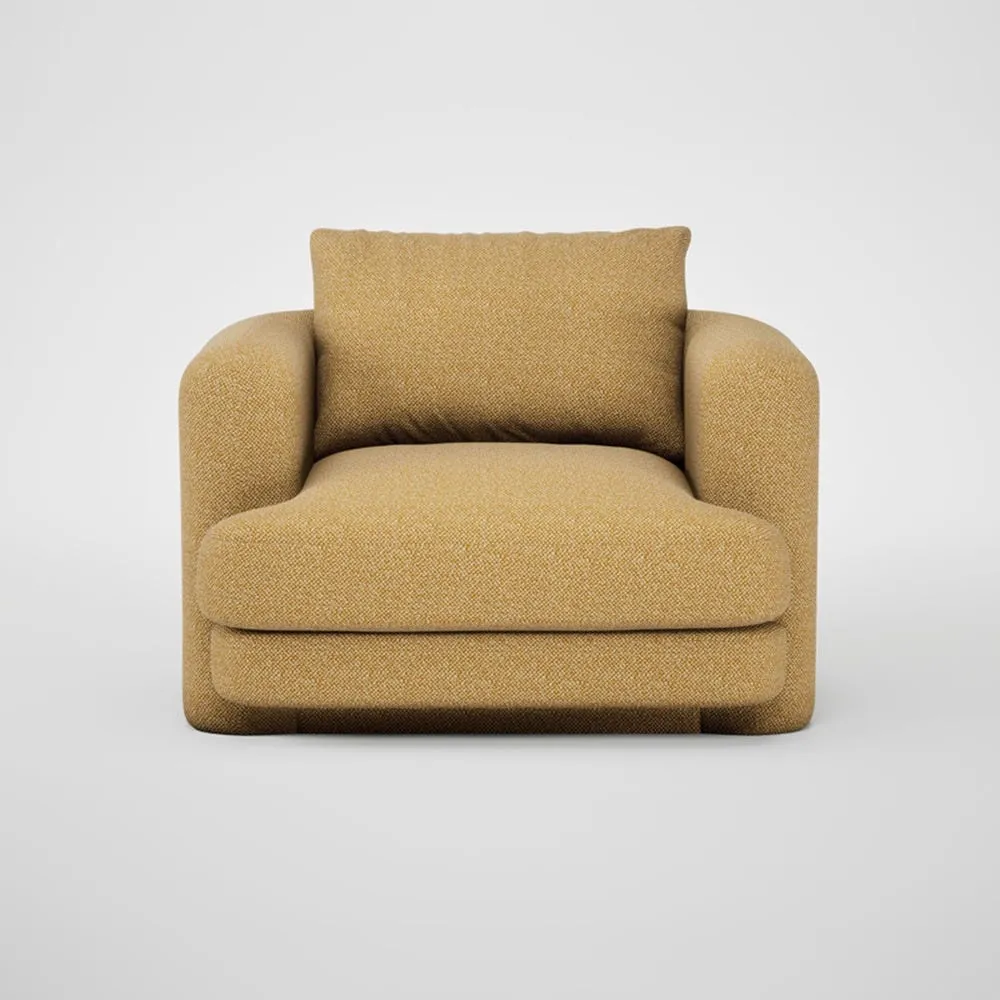 Heal's Rafi Swivel Armchair Boucle Tweed Citrine