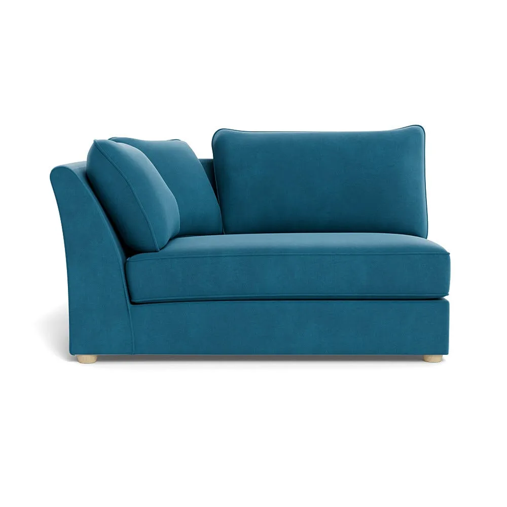Heal's Tailor Large Curved Left Hand Facing Corner Unit Smart Velvet Ocean Natural Feet