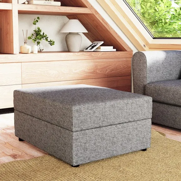 Rectangle Tonal Weave Storage Footstool 1
