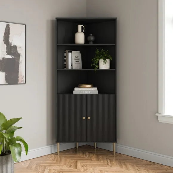 Georgi Corner Ladder Shelving Unit with Storage 1