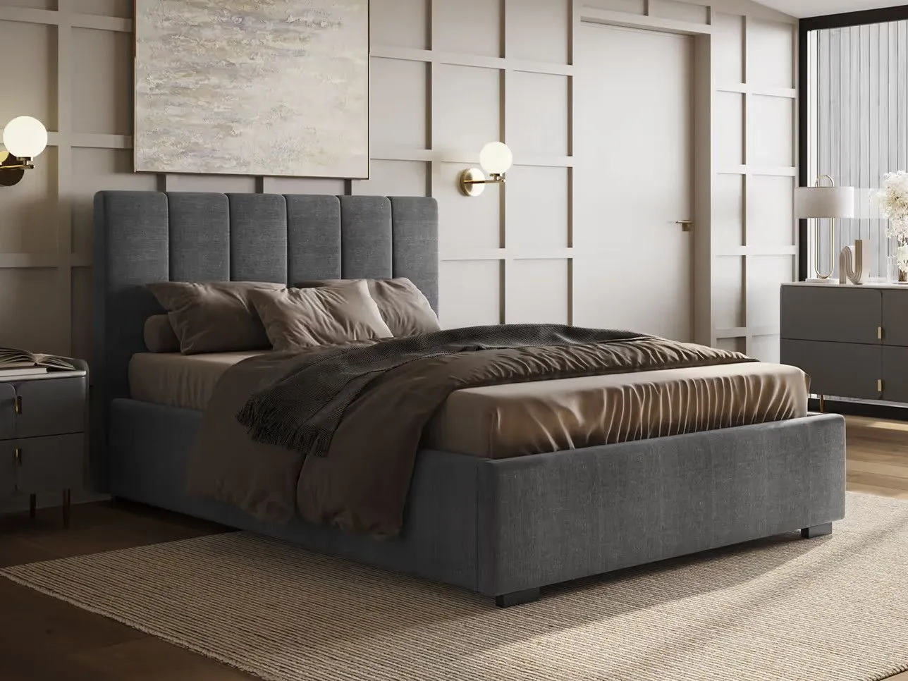 Flair Waltz Fabric Ottoman Bed in Grey