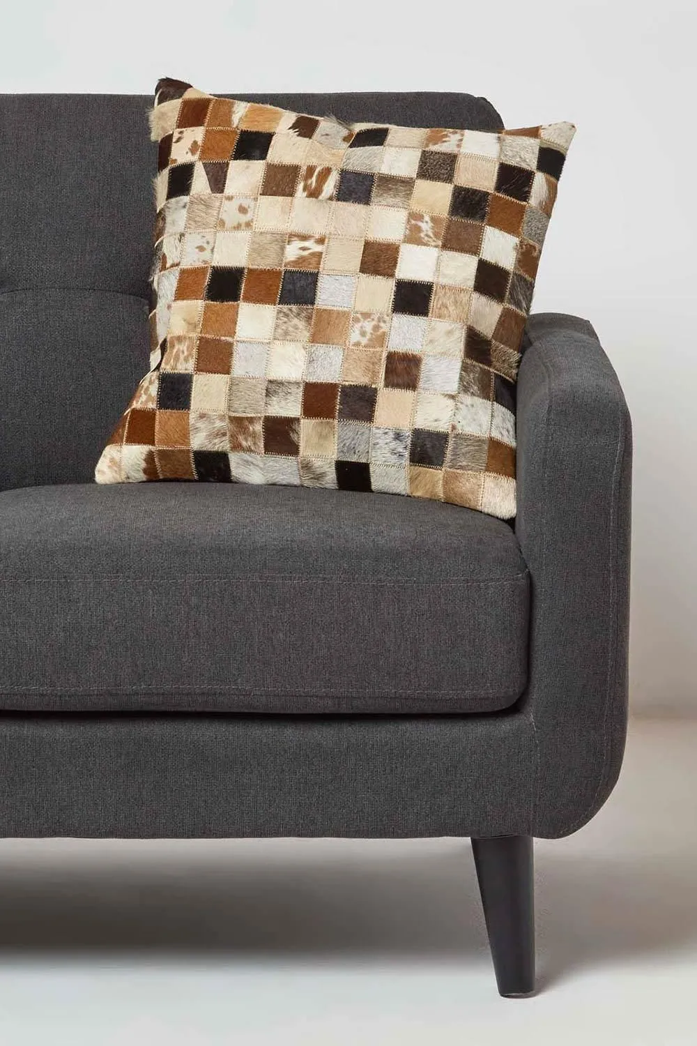 Homescapes Small Block Leather Cushion 45 x 45 cm in Brown 2