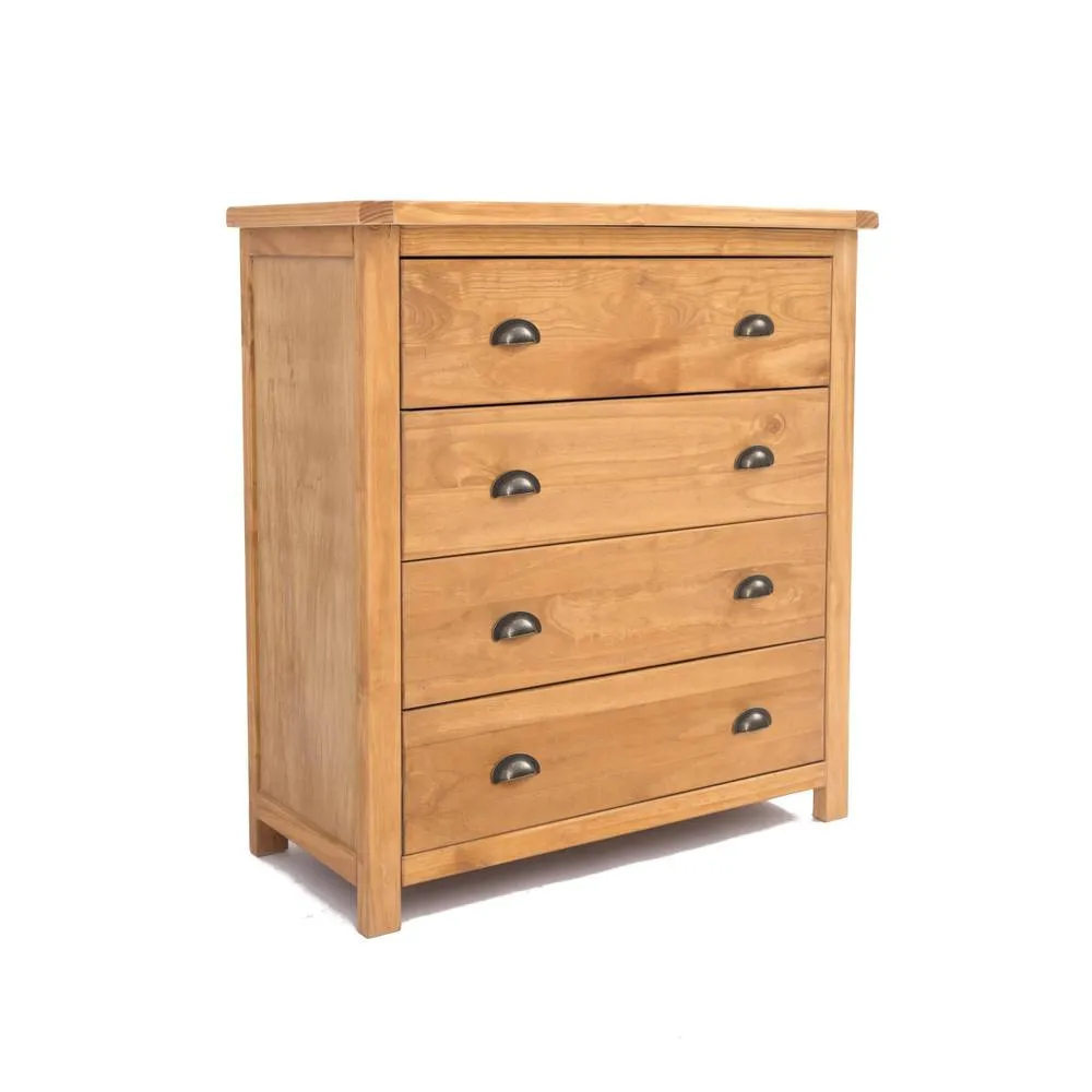 Cabinet Bits Lugo 4 Drawer Chest of Drawers Brass Cup Handle in Light Brown 2