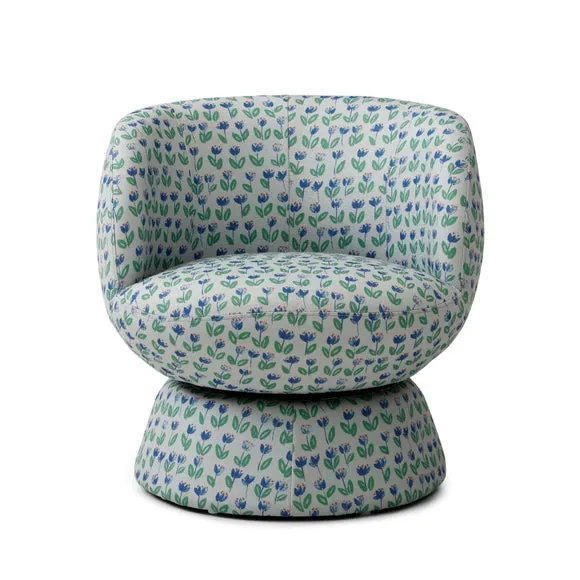 Tulip Floral Print Curved Swivel Accent Chair 6