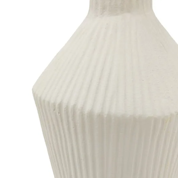Crossland Grove Poissy Ribbed Cast Metal Vast Parchment H380Mm, White 3