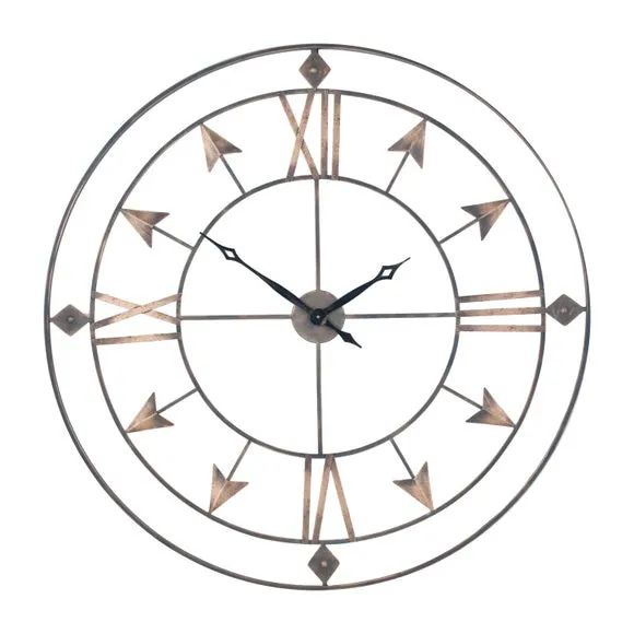 Antique Grey & Gold Large Skeleton Wall Clock 2