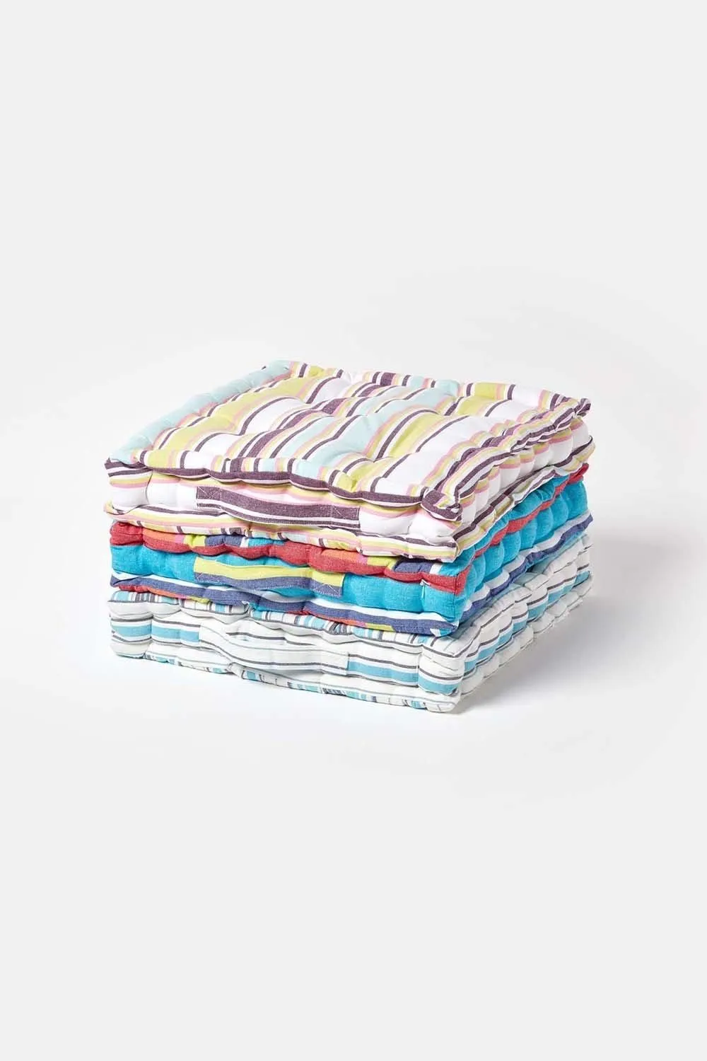 Homescapes Cotton Multicoloured Stripe Floor Cushion 6