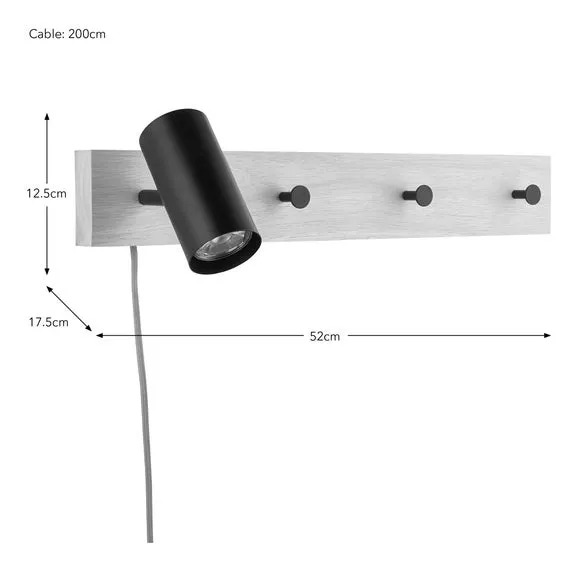 Jacques Plug In Wall Light & Clothes Hanger 6