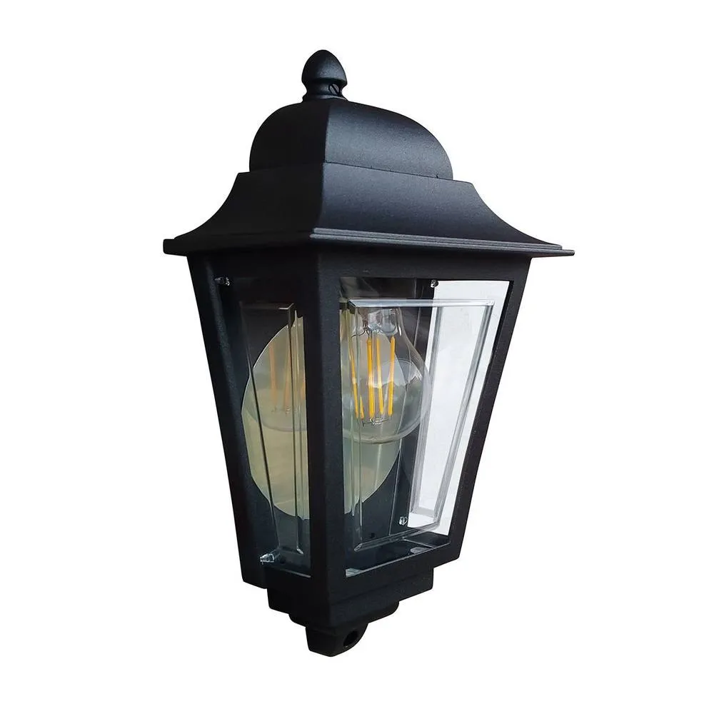 Netlighting Deco Lane 1 Light Half Outdoor Wall Lantern Black IP44