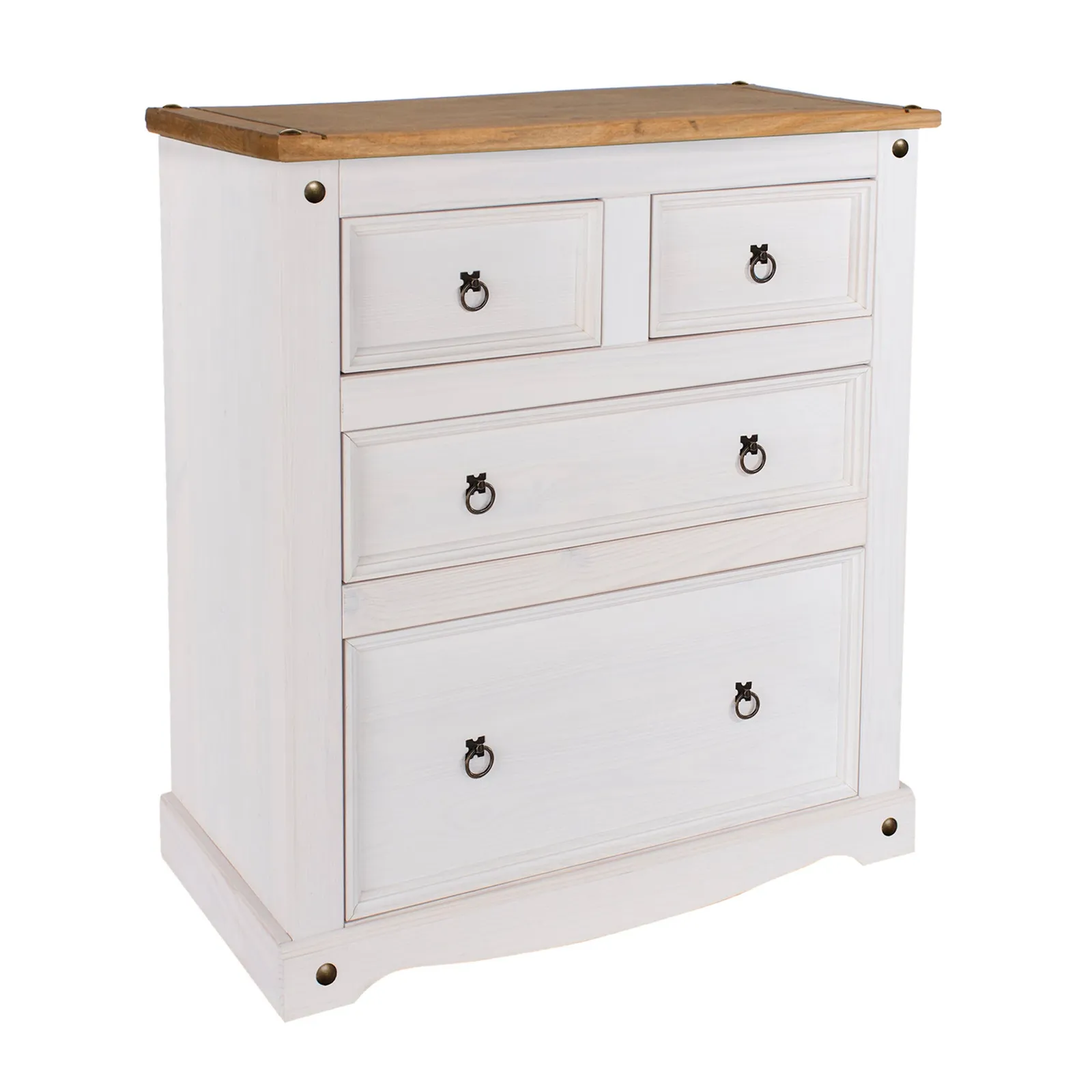 Corona 4 Drawer Chest, White & Pine