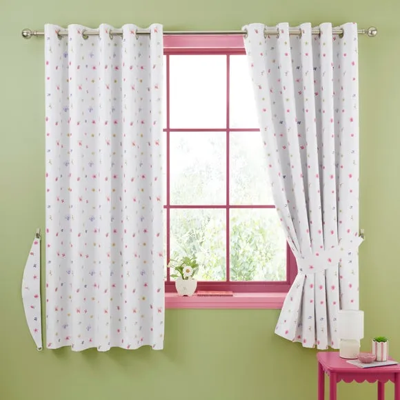 Floral Kitty Cats Eyelet Curtains 2