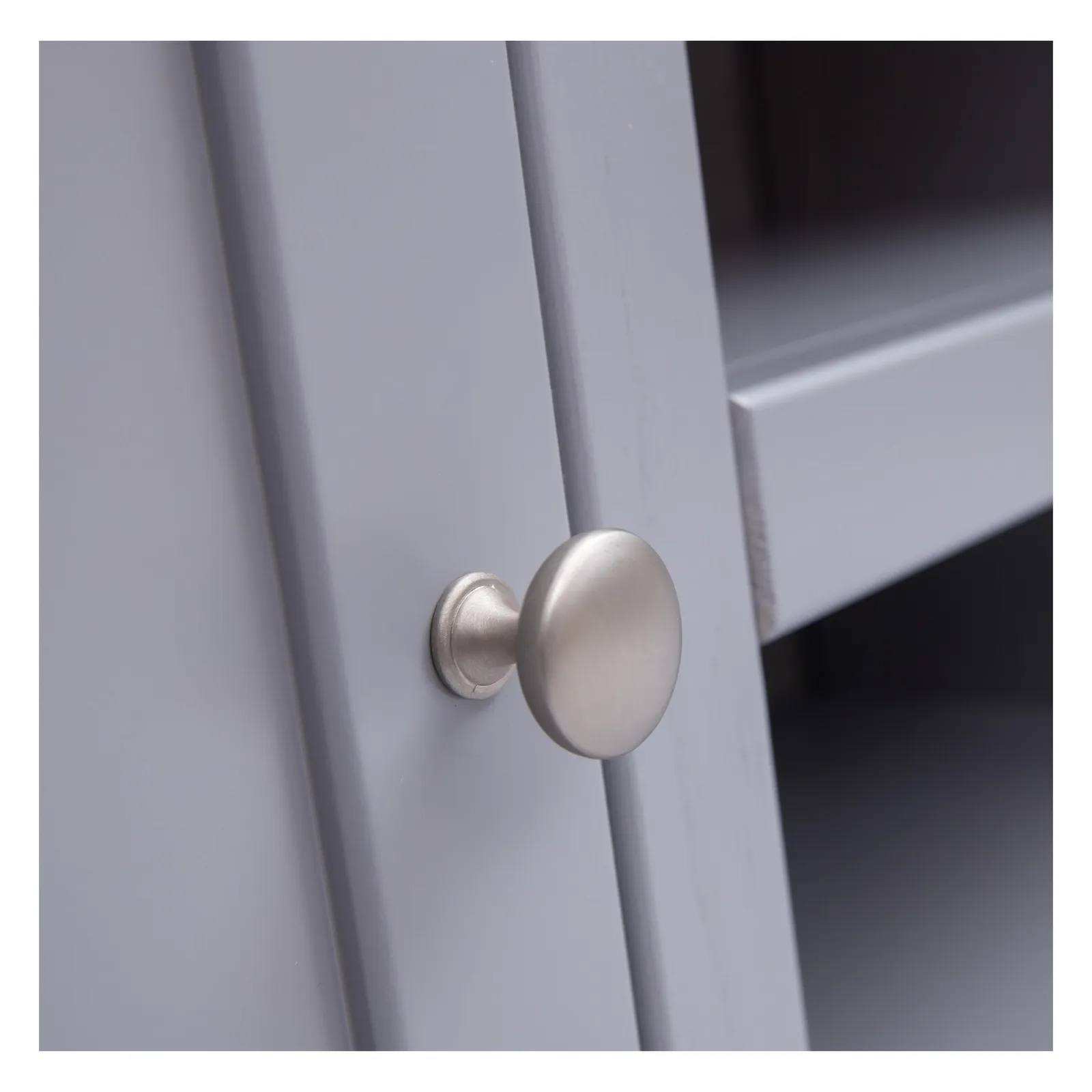 Cabinet Bits Biccari Grey 2 Door TV Cabinet Chrome Knob 5