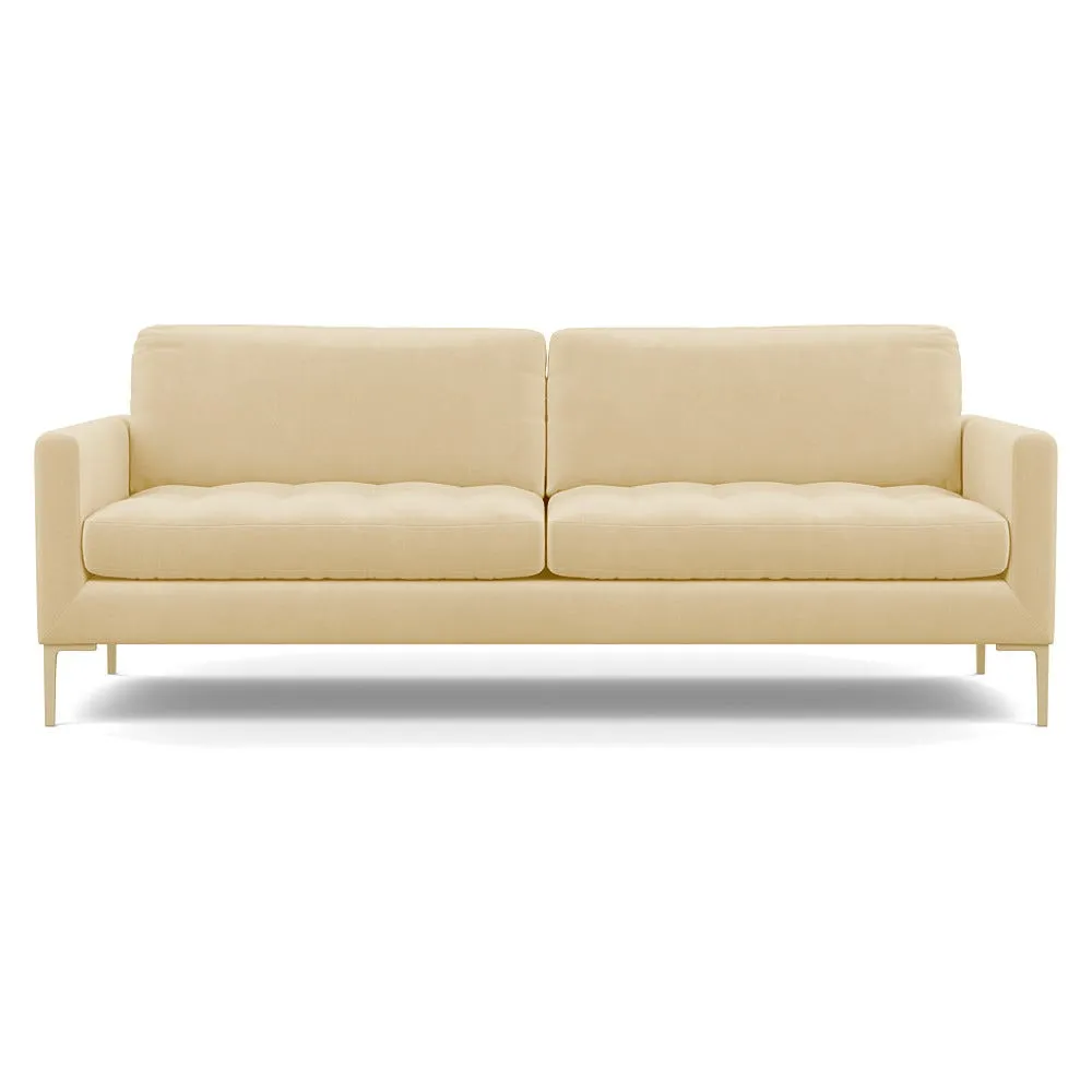 Heal's Eton 4 Seater Sofa Smart Luxe Velvet Biscuit Brass Feet 1